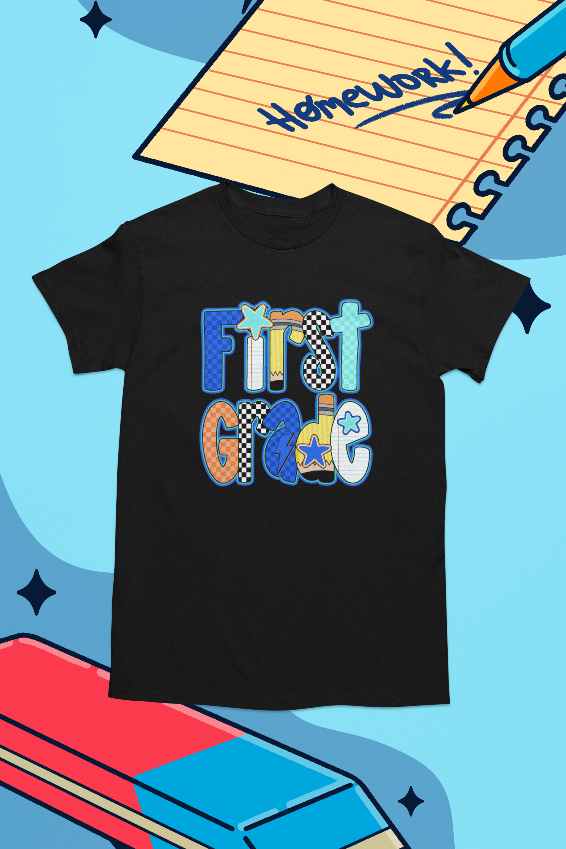 Back to School Boy in Blue 1st Grade