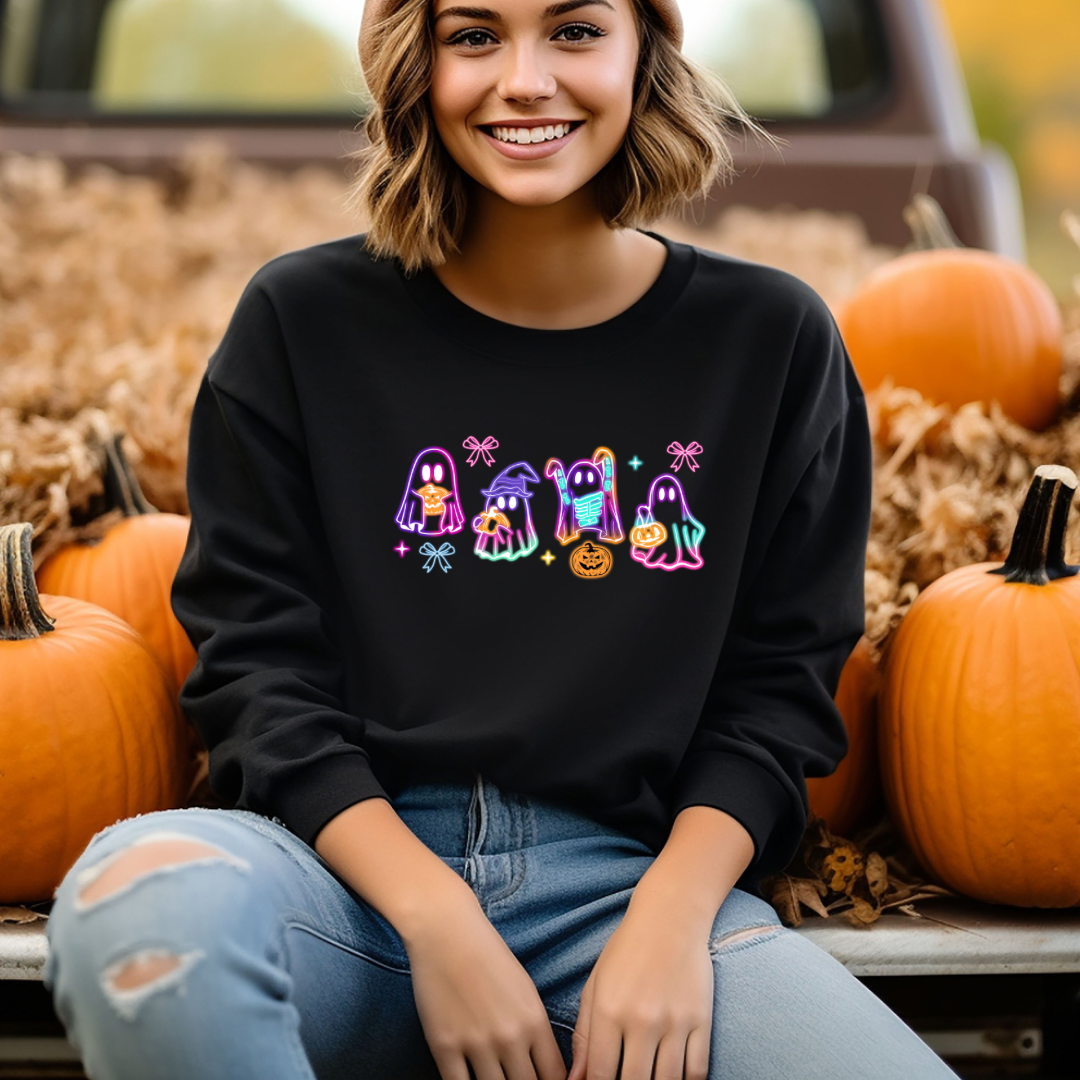 Neon Halloween Ghosts